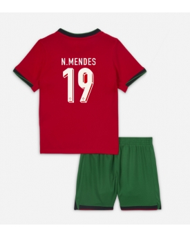 Portogallo Nuno Mendes #19 Maglia Gara Casa Repliche Europei 2024 Bambino